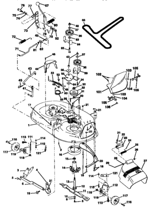 42" Mower Deck Diagram and Parts List for 917257552  Craftsman Lawn Tractor