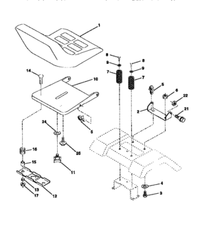 Seat Assembly Diagram and Parts List for 917270622  Craftsman Lawn Tractor