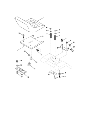 Seat Assembly Diagram and Parts List for 917271531  Craftsman Lawn Tractor