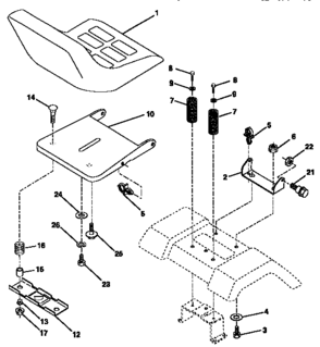 Seat Assembly Diagram and Parts List for 917257632  Craftsman Lawn Tractor