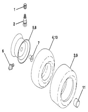 Wheels & Tires Diagram and Parts List for 917255582  Craftsman Lawn Tractor