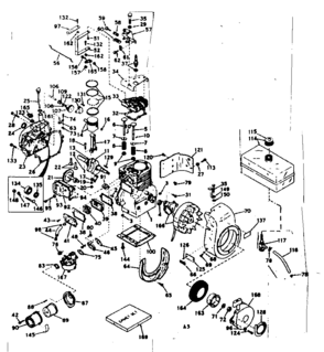 Basic Engine Diagram and Parts List for 143576142  Craftsman Engine