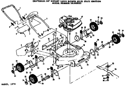 Replacement Parts Diagram and Parts List for 131908122  Craftsman Lawn Mower