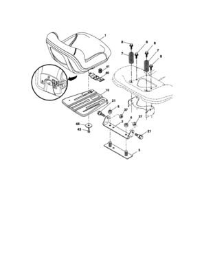 Seat Diagram and Parts List for 917286340  Craftsman Lawn Tractor