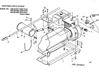 Mounting Base & Handle Diagram and Parts List for 580321480  Craftsman Engine