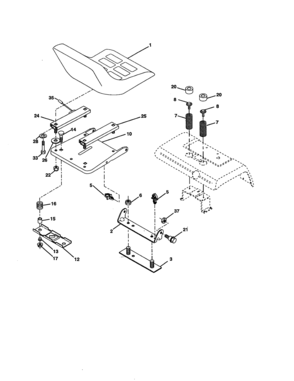 Seat Assembly Diagram and Parts List for 917277480  Craftsman Lawn Tractor
