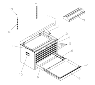 Tool Chest Diagram and Parts List for 706825170  Craftsman Tool Stand & Cart