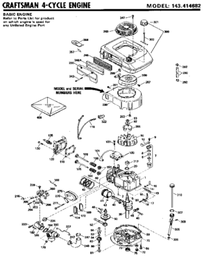 Craftsman 4-cycle Engine Diagram and Parts List for 143414682  Craftsman Engine
