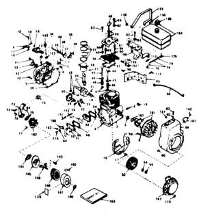 Basic Engine Diagram and Parts List for 143646142  Craftsman Engine