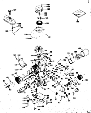 Basic Engine Diagram and Parts List for 143196022  Craftsman Engine