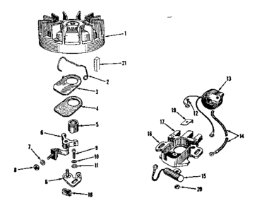 Magneto Diagram and Parts List for 14362200  Craftsman Engine