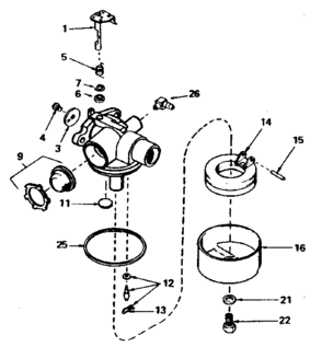 Carburetor Diagram and Parts List for 143354302  Craftsman Engine