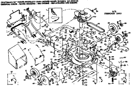 Replacement Parts Diagram and Parts List for 131974142  Craftsman Lawn Mower