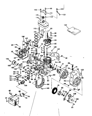 Basic Engine Diagram and Parts List for 143561172  Craftsman Engine