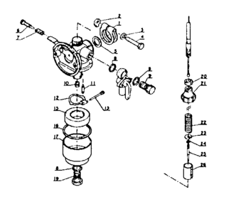 Carburetor Diagram and Parts List for 271SRM-202FA  Craftsman Trimmer