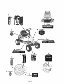 Page A Diagram and Parts List for 247203690  Craftsman Lawn Tractor