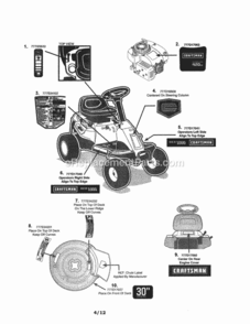 Page A Diagram and Parts List for 24725000  Craftsman Lawn Tractor