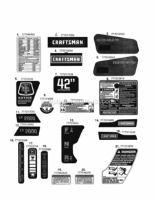 Part Location Diagram of 777D15654 Craftsman Decal
