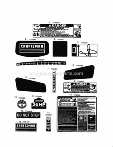 Page H Diagram and Parts List for 24728981  Craftsman Lawn Tractor