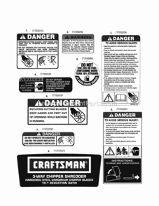 Page C Diagram and Parts List for 24777605  Craftsman Chipper Shredder