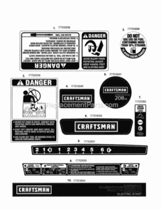 Part Location Diagram of 777D18044 MTD Label-snow housing c