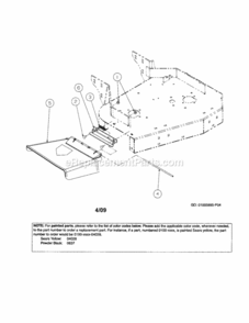 Part Location Diagram of 01009884-0637 MTD Deflector Chute Bracket