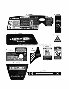 Page C Diagram and Parts List for 247887802  Craftsman Snow Blower
