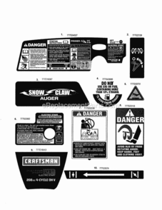 Page C Diagram and Parts List for 247887820  Craftsman Snow Blower