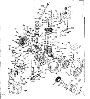 Basic Engine Diagram and Parts List for 143584082  Craftsman Engine