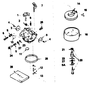 Carburetor No. 632334 Diagram and Parts List for 143796012  Craftsman Engine