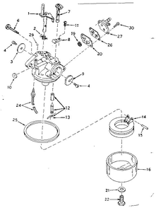 Carburetor Assembly Diagram and Parts List for 21759432  Craftsman Engine