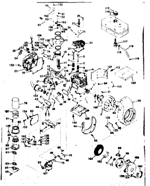 Basic Engine Diagram and Parts List for 143596012  Craftsman Engine