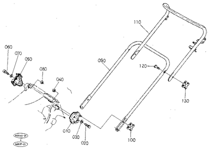Handle Diagram and Parts List for 3901  Craftsman Lawn Mower