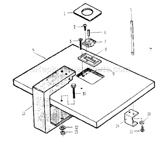 Work Surface Assembly Diagram and Parts List for 25153PINROUTER  Craftsman Router