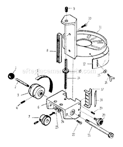 Carriage Assembly Diagram and Parts List for 25153PINROUTER  Craftsman Router