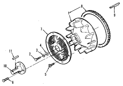Blower Wheel With Screen Diagram and Parts List for 73911054C  Craftsman Engine