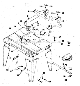 Unit Parts Diagram and Parts List for 25457  Craftsman Router