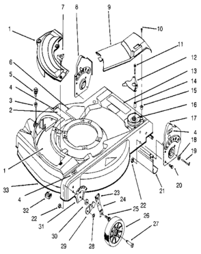 Deck & Wheel Assembly (self Propelled) Diagram and Parts List for 3938  Craftsman Lawn Mower
