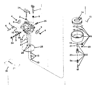Carburetor Diagram and Parts List for 143576172  Craftsman Engine