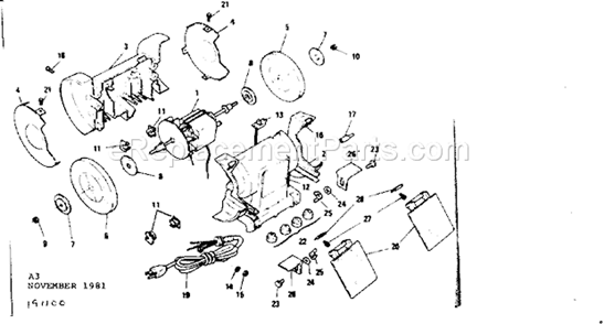 Unit Parts Diagram and Parts List for 257191100  Craftsman Bench Grinder