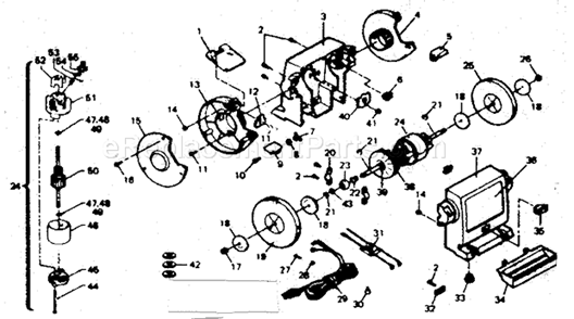 Unit Parts Diagram and Parts List for 257192120  Craftsman Bench Grinder