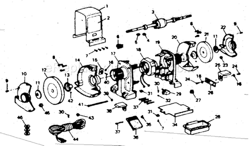 4 H.P. Bench Grinder 7 In... Diagram and Parts List for 257192170  Craftsman Bench Grinder