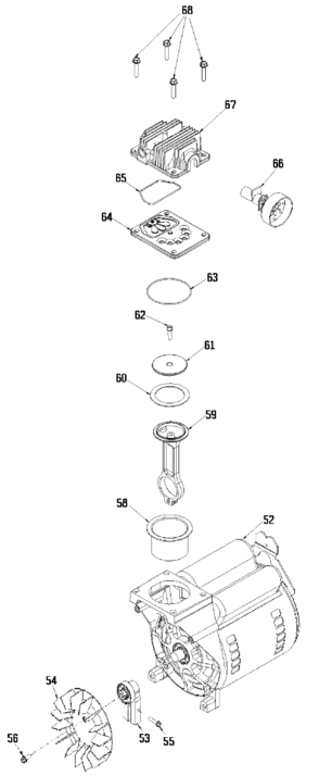 PUMP Diagram and Parts List for 919-16500 Type 0 Craftsman Compressor