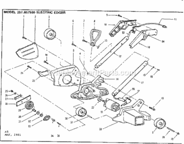 Page A Diagram and Parts List for 257857930  Craftsman Edger