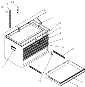 Chest Diagram and Parts List for 706659081  Craftsman Tool Stand & Cart