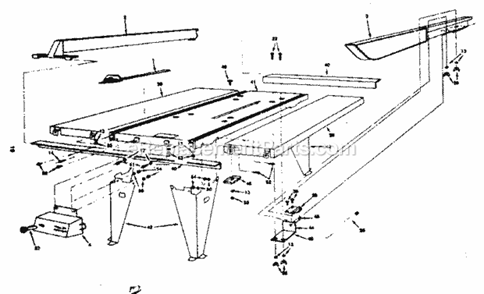 Frame Diagram and Parts List for 25965  Craftsman Table Saw