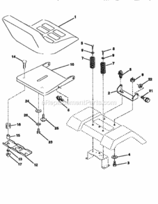 Page E Diagram and Parts List for 25991  Craftsman Lawn Tractor