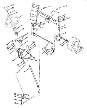 Steering Assembly Diagram and Parts List for 917257731  Craftsman Lawn Tractor