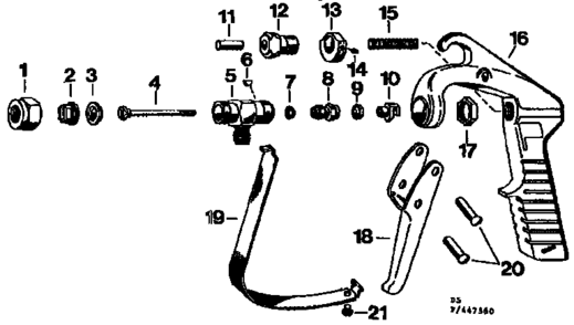 Trigger Main Stem Assembly Diagram and Parts List for 471447360  Craftsman Pressure Washer