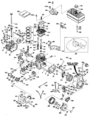 Replacement Parts Diagram and Parts List for 143816012  Craftsman Engine